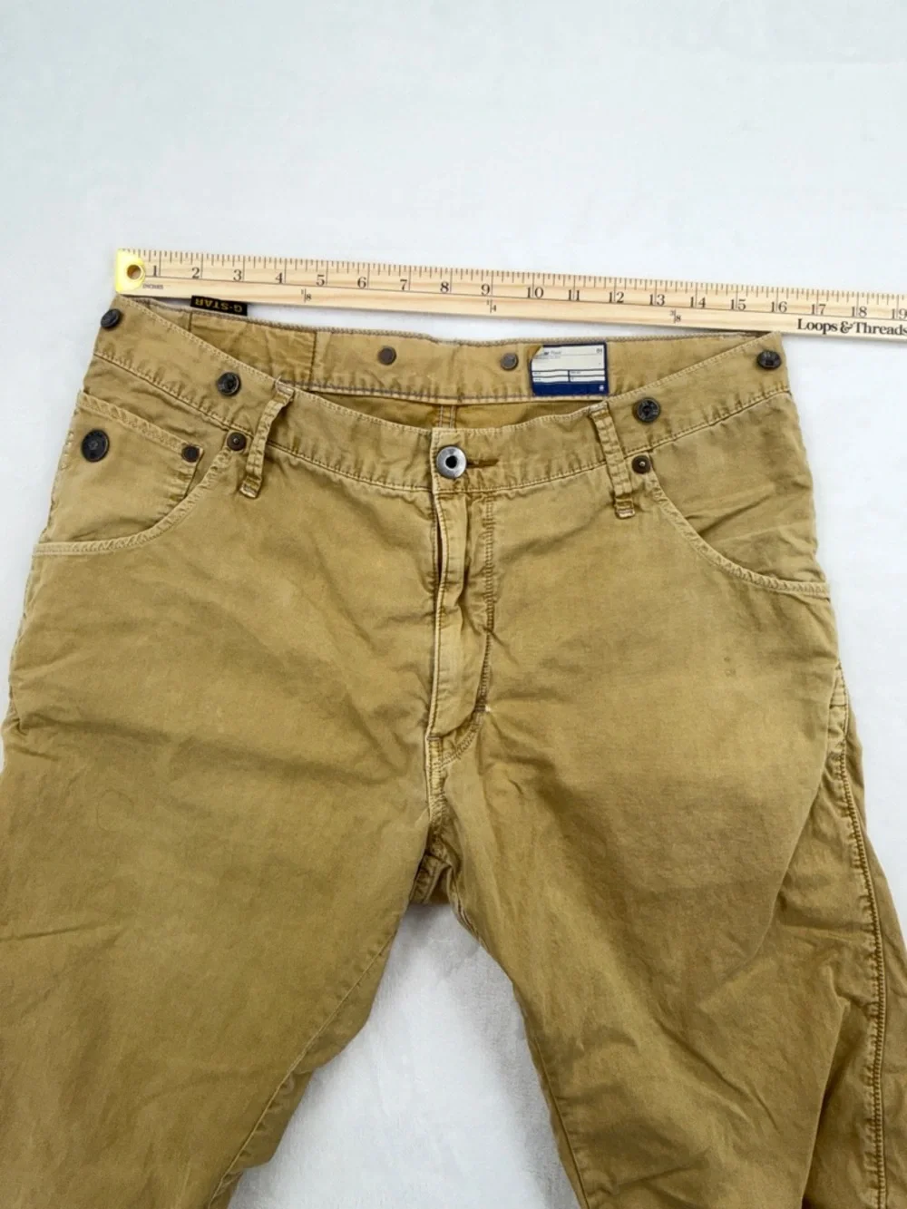 Men’s G-Star Raw Arc 3D Loose Tapered Braces COJ Jeans Size 33 Tall Chino Khaki - Picture 3 of 7